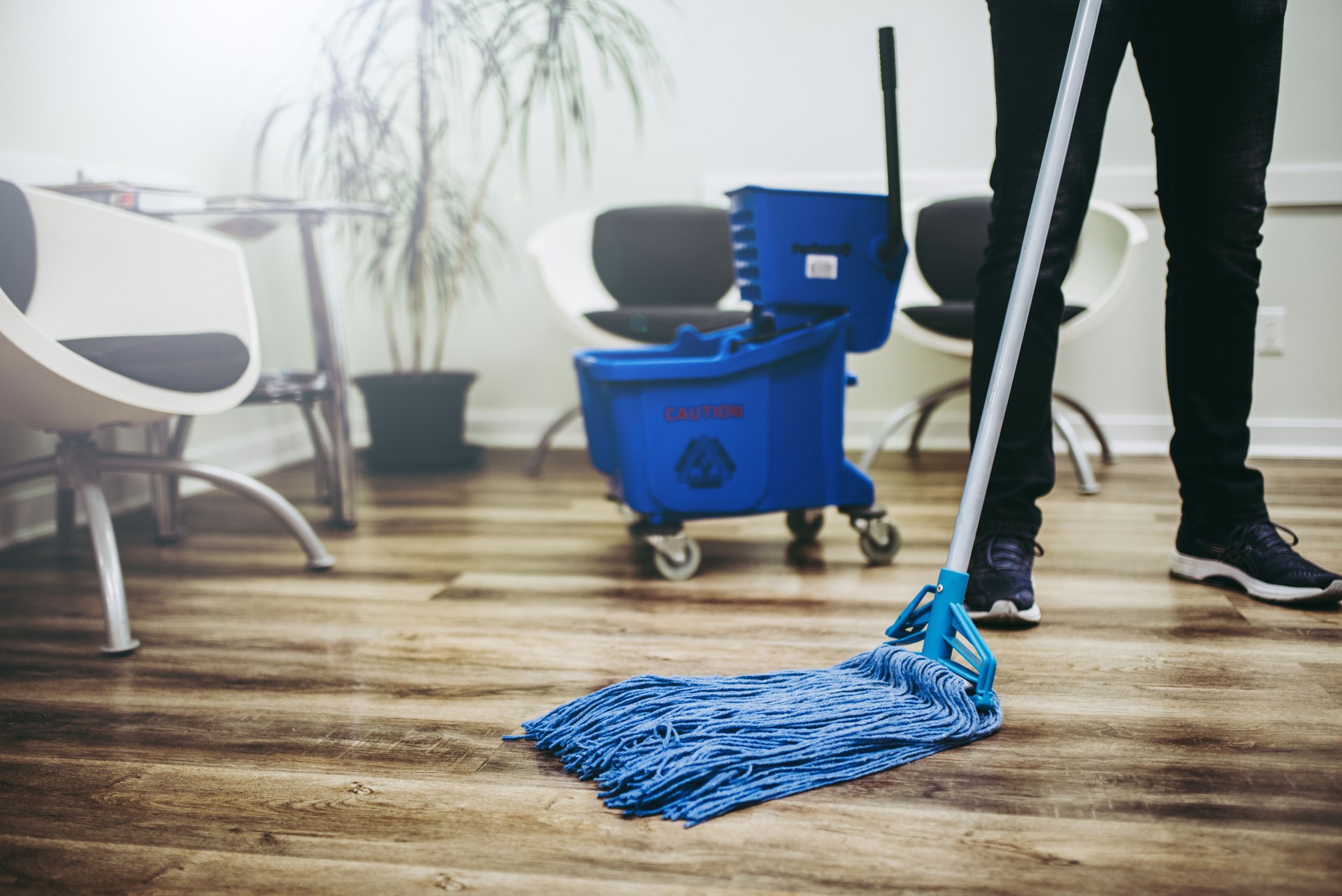 Disinfecting the office floor